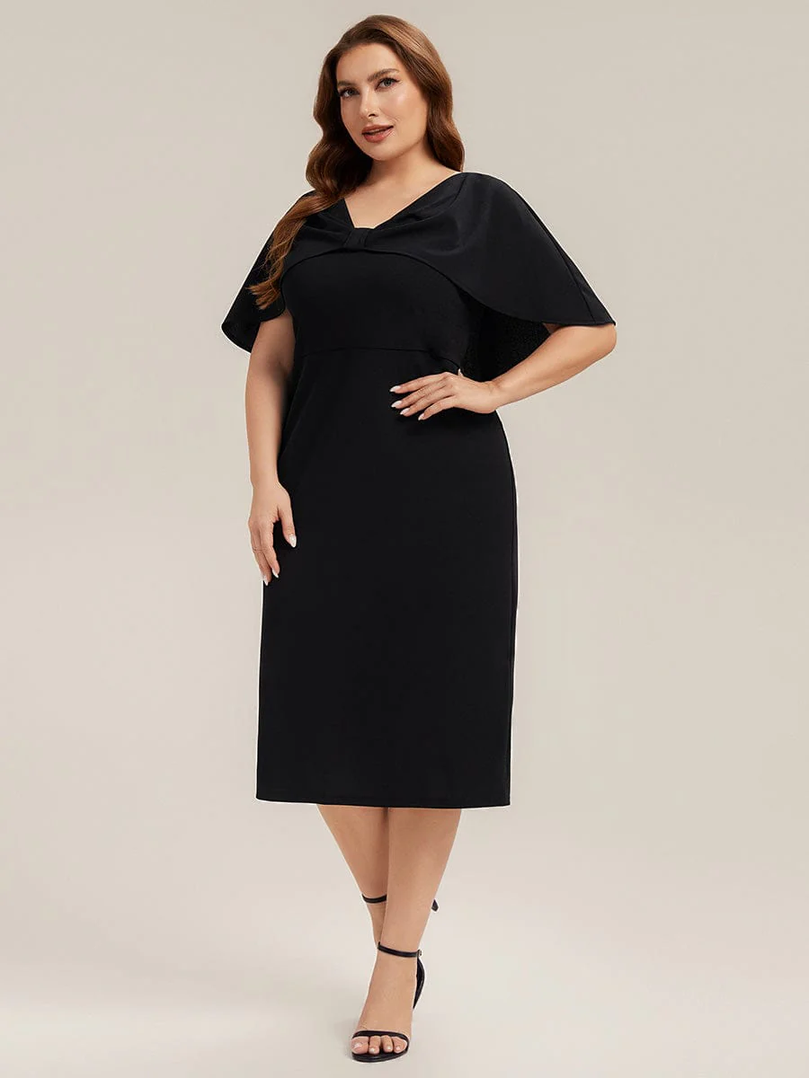 Knit Shawl Sleeve Sheath Dress - Image 17