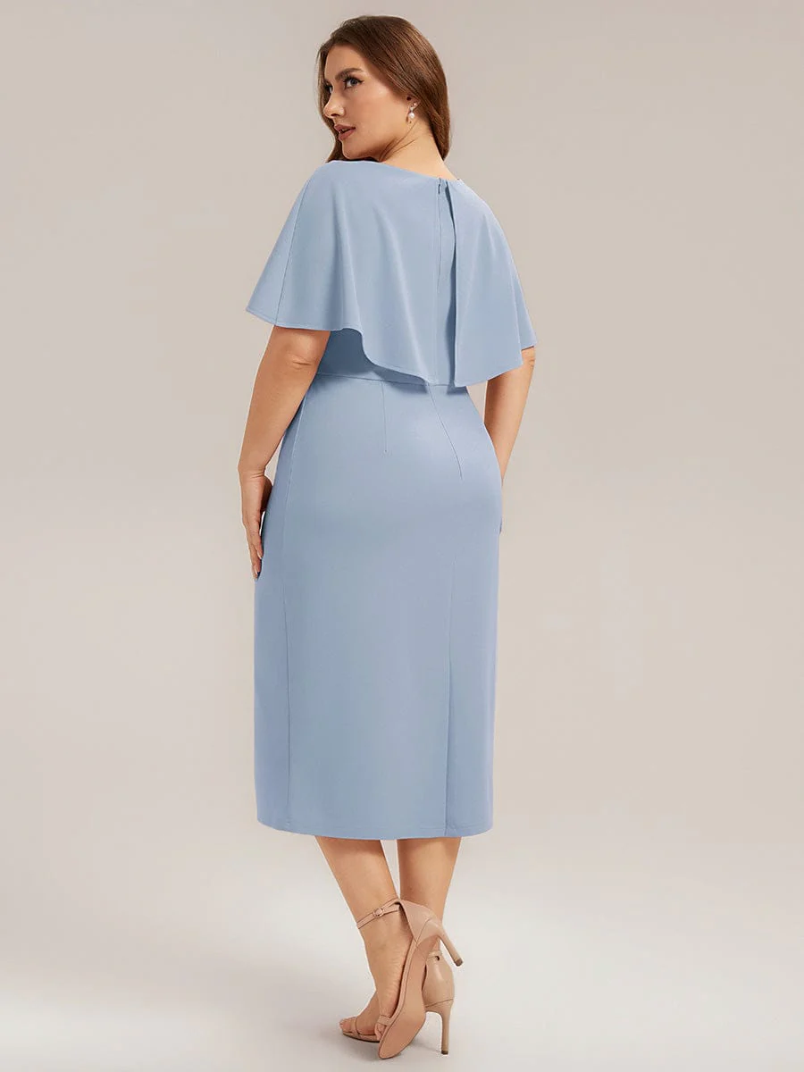 Plus Size Knit Shawl Sleeve Sheath Dress - Image 18