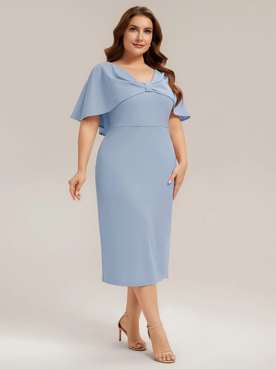 Plus Size Knit Shawl Sleeve Sheath Dress - Image 19