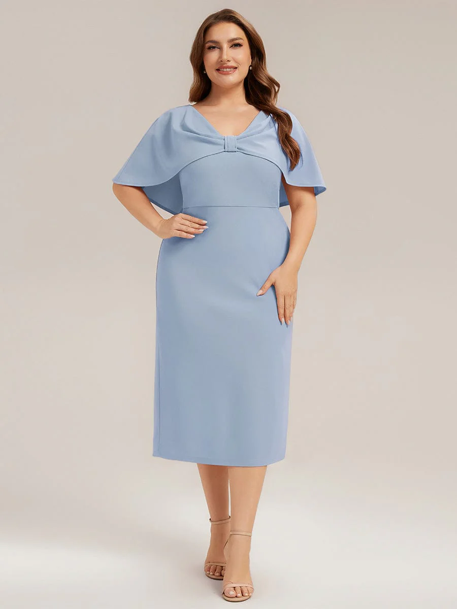 Plus Size Knit Shawl Sleeve Sheath Dress - Image 20