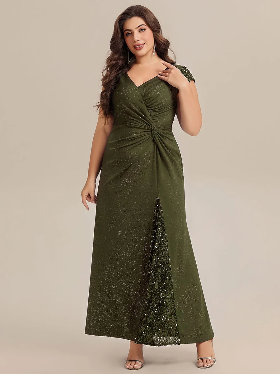 pretty KAIA|Plus Size Knotted Knit Cap Sleeve Dress - Image 30