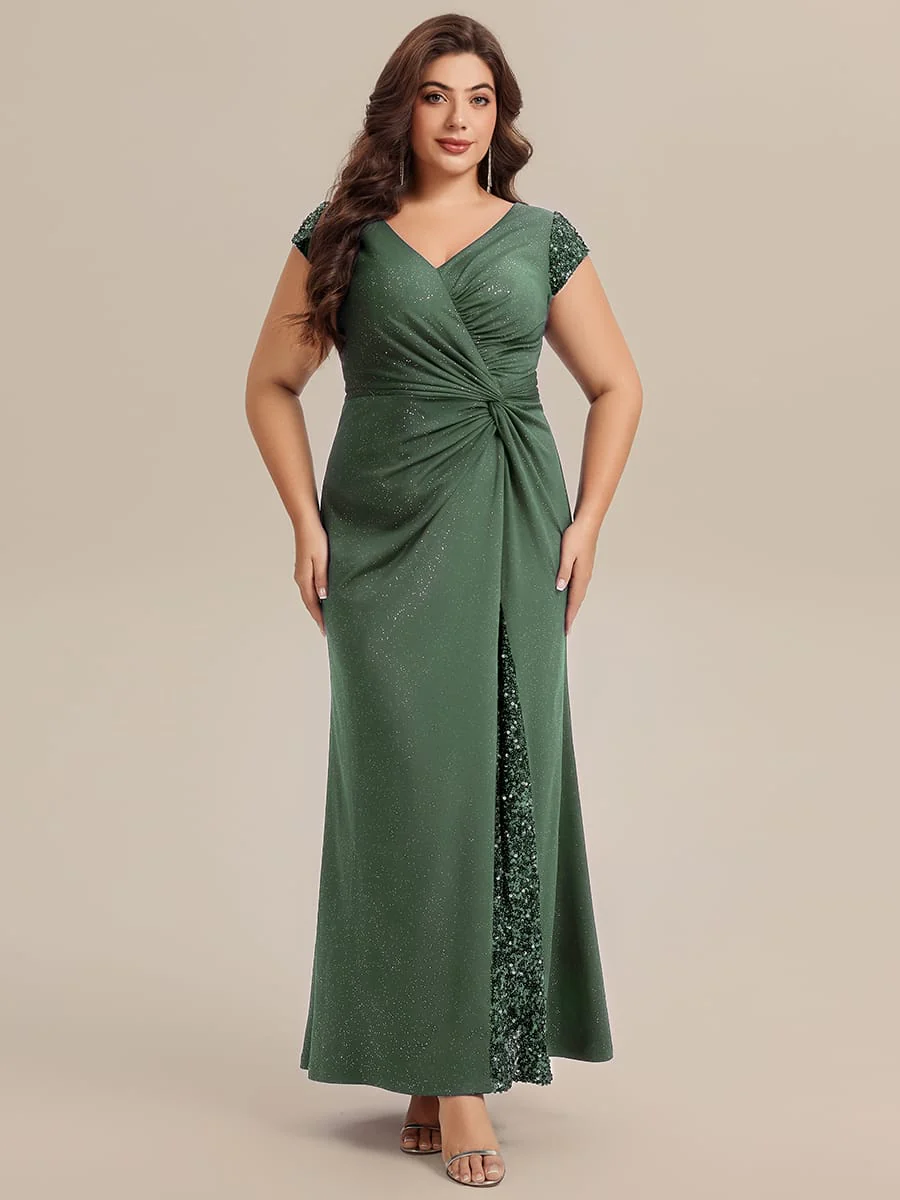 pretty KAIA|Plus Size Knotted Knit Cap Sleeve Dress - Image 57