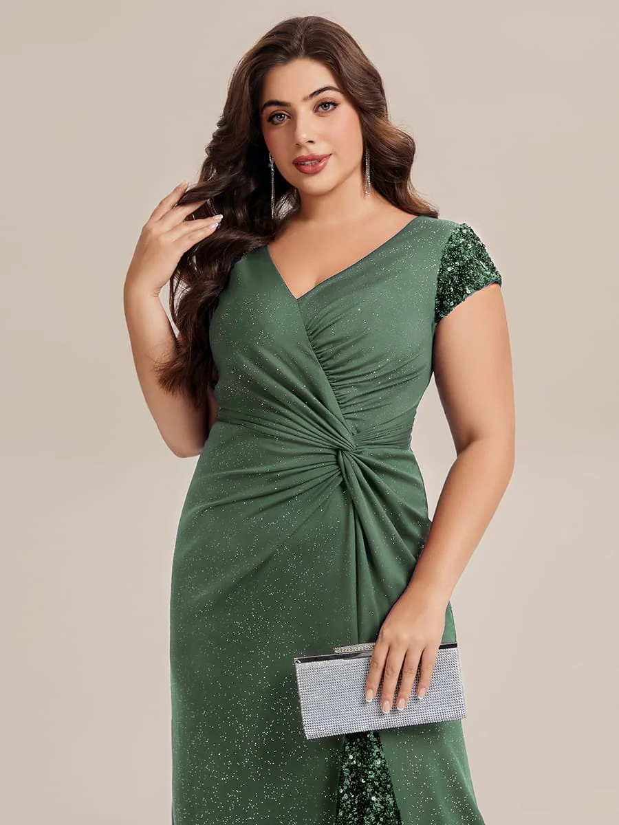 pretty KAIA|Plus Size Knotted Knit Cap Sleeve Dress - Image 58