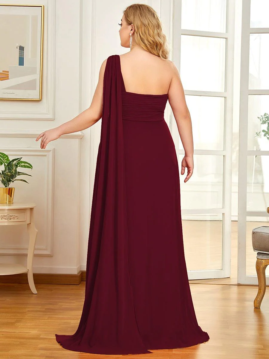 pretty ANAYA|Plus Size Chiffon One Shoulder Maxi Evening Dresses(Final Sale) - Image 4