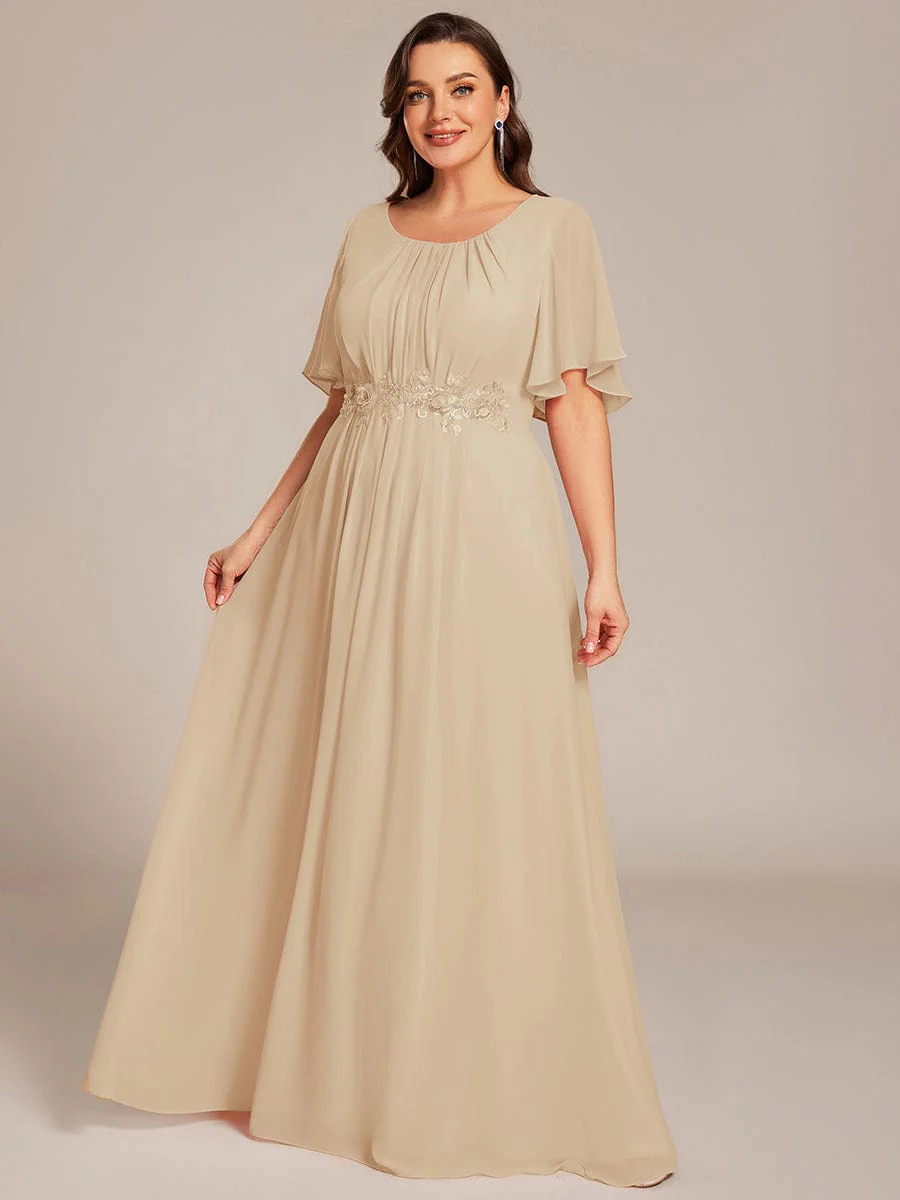 pretty ASPYN|Plus Size Pleated Short Sleeve Ruffled Maxi Evening Dress - Image 25