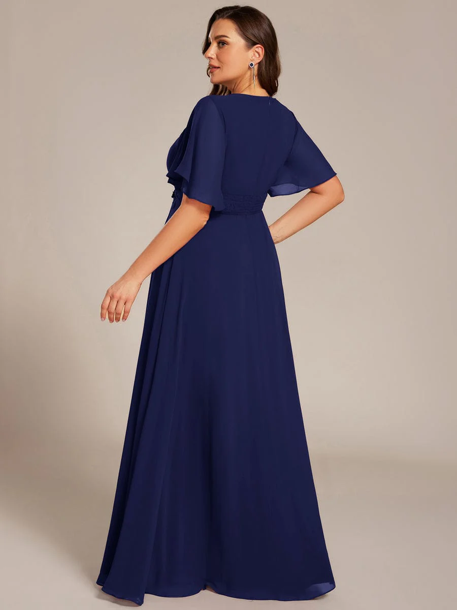pretty ASPYN|Plus Size Pleated Short Sleeve Ruffled Maxi Evening Dress - Image 42