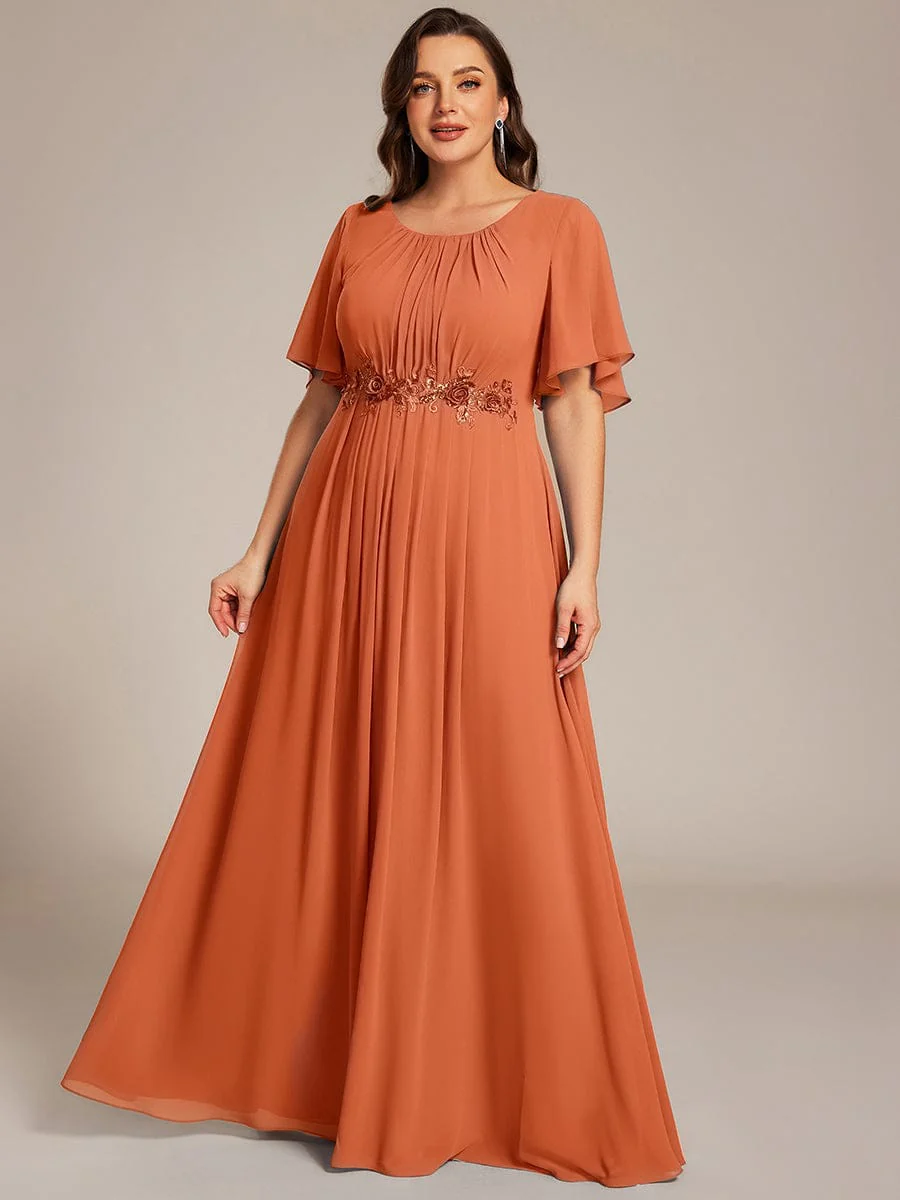 pretty ASPYN|Plus Size Pleated Short Sleeve Ruffled Maxi Evening Dress - Image 73