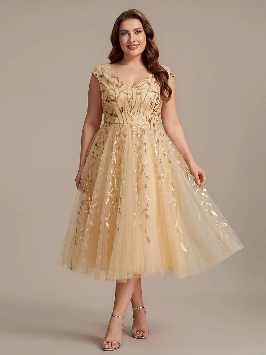 Sequin Cap Sleeve A-Line Dress - Image 26