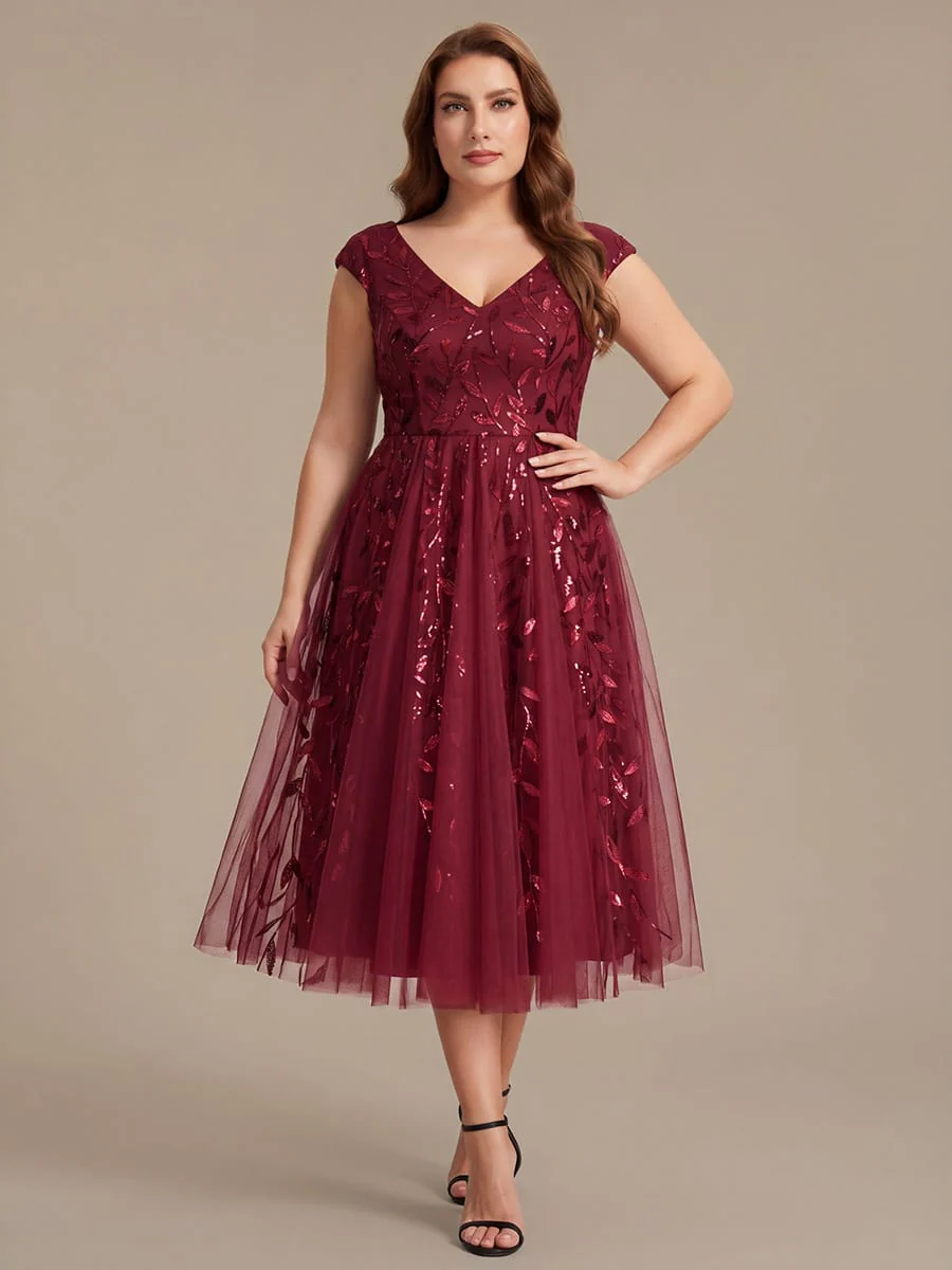 Sequin Cap Sleeve A-Line Dress - Image 64
