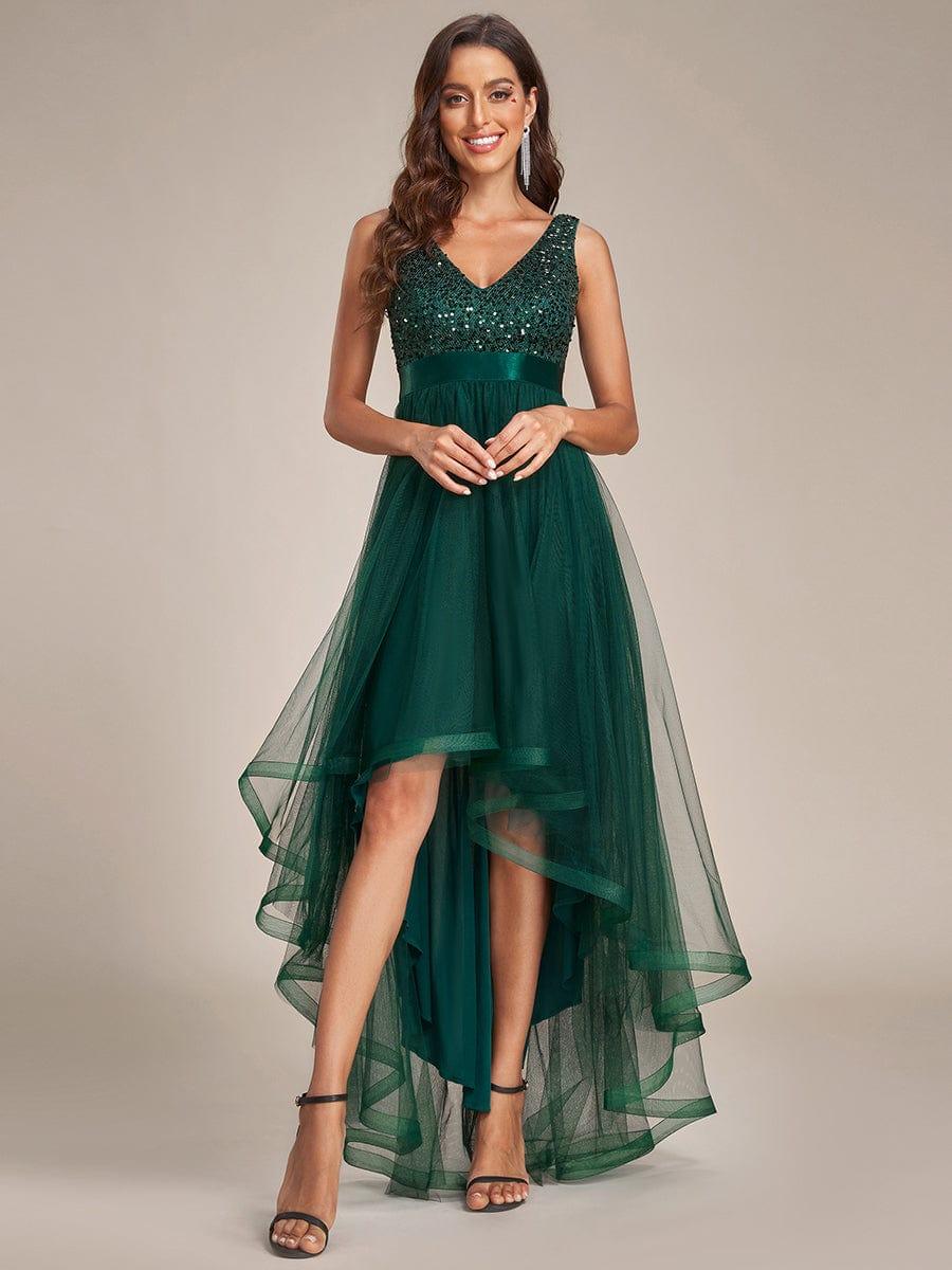 pretty CALLIE|Plus Size Sequin V-Neck Sleeveless High Low Evening Dress£¨Final Sale£© - Image 10