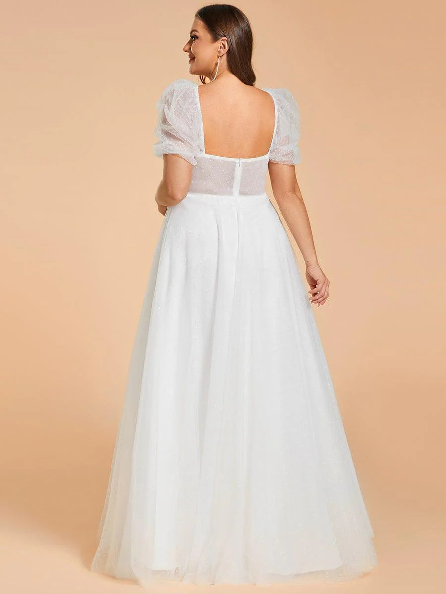 Plus Size Short-Sleeved A-Line Wedding Dress with Sweetheart - Image 3