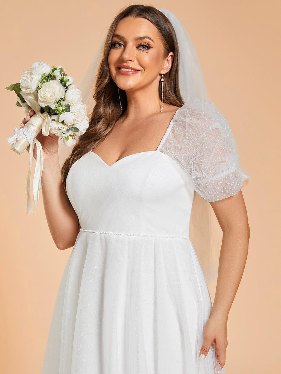 Plus Size Short-Sleeved A-Line Wedding Dress with Sweetheart - Image 4