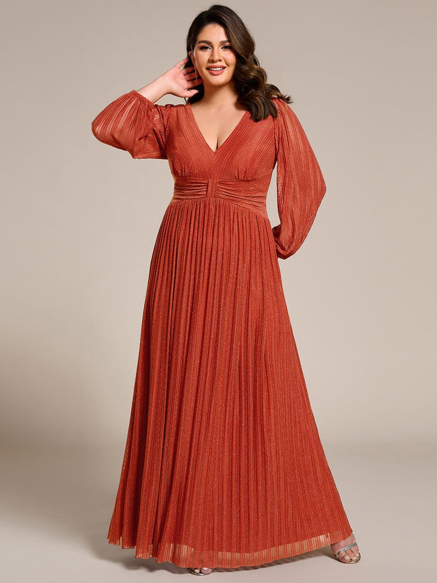 pretty BRYM|Plus Size Sparkle Long Sleeve Formal Evening Dress with A-line Silhouette - Image 15