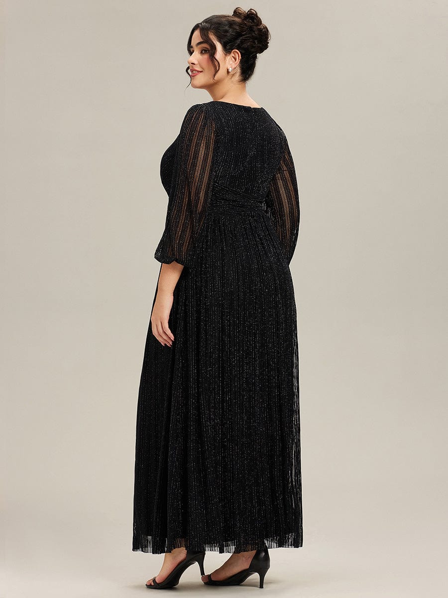 pretty BRYM|Plus Size Sparkle Long Sleeve Formal Evening Dress with A-line Silhouette - Image 2
