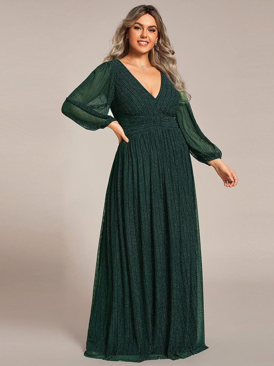 pretty BRYM|Plus Size Sparkle Long Sleeve Formal Evening Dress with A-line Silhouette - Image 20