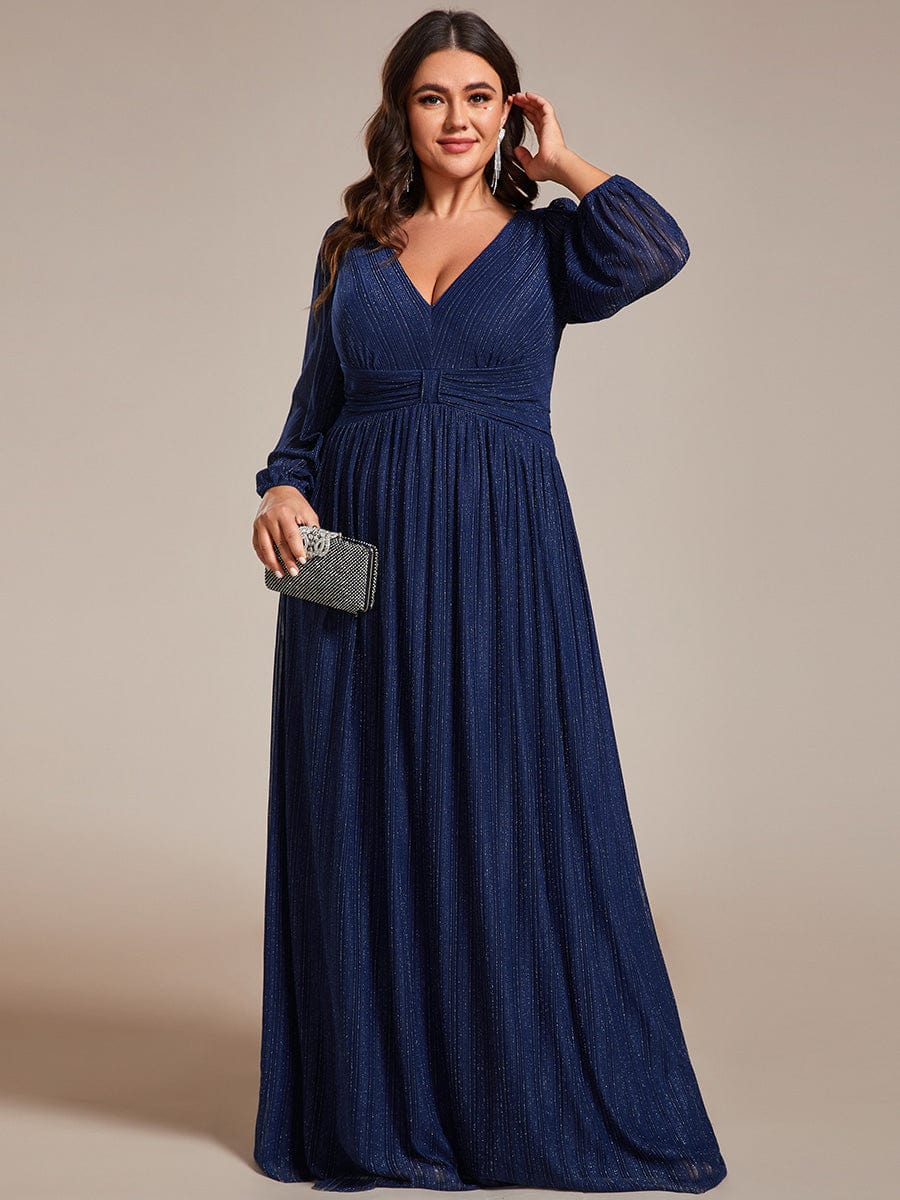 pretty BRYM|Plus Size Sparkle Long Sleeve Formal Evening Dress with A-line Silhouette - Image 3