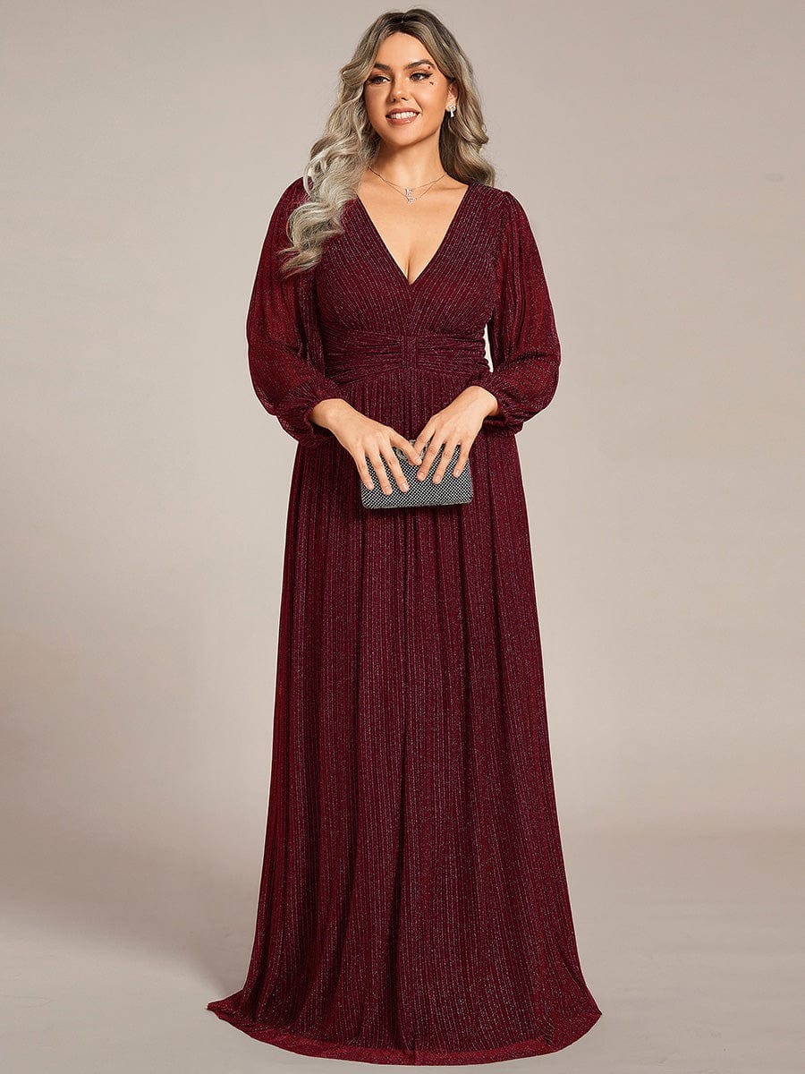 pretty BRYM|Plus Size Sparkle Long Sleeve Formal Evening Dress with A-line Silhouette - Image 4