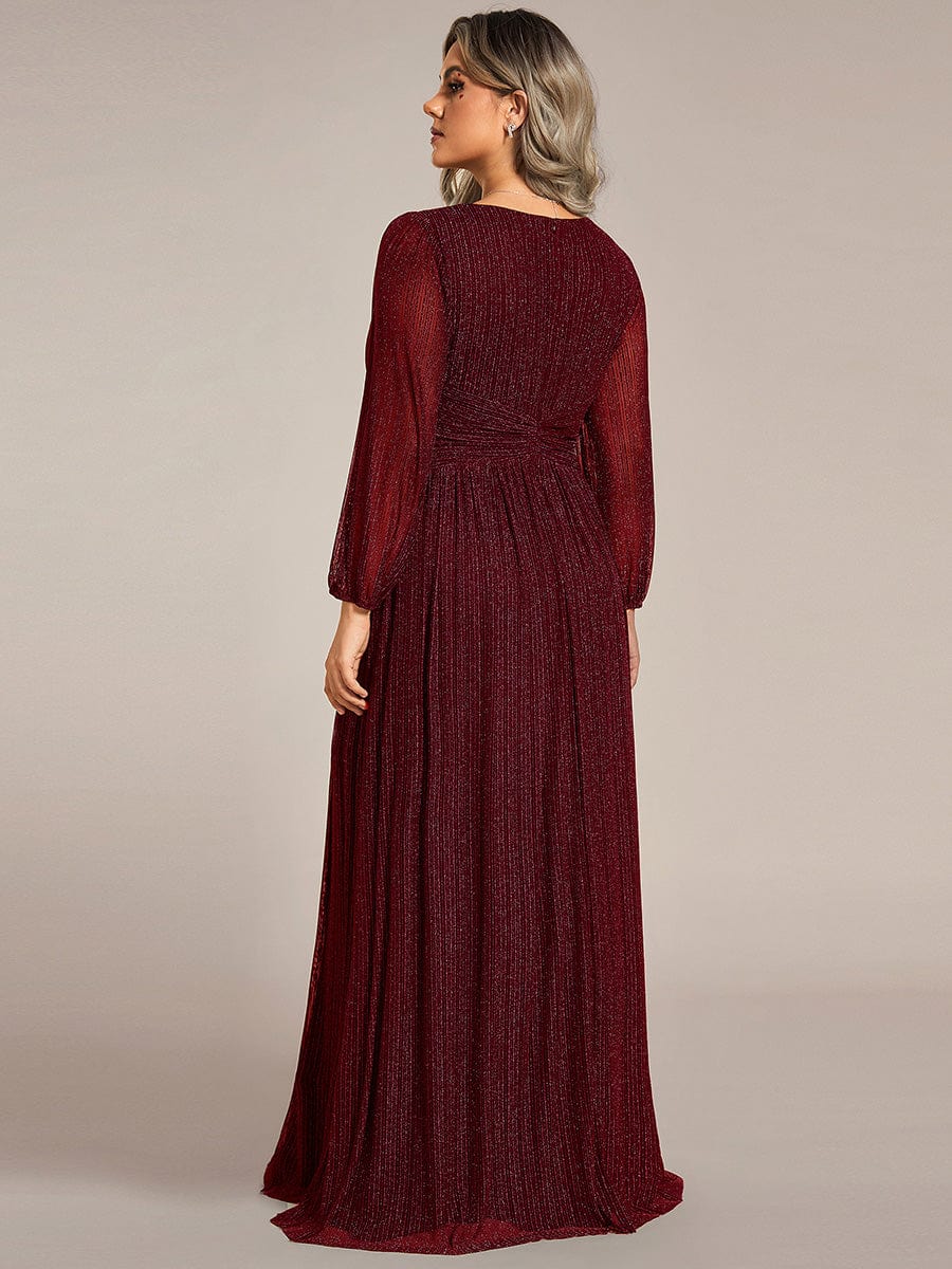 pretty BRYM|Plus Size Sparkle Long Sleeve Formal Evening Dress with A-line Silhouette - Image 5