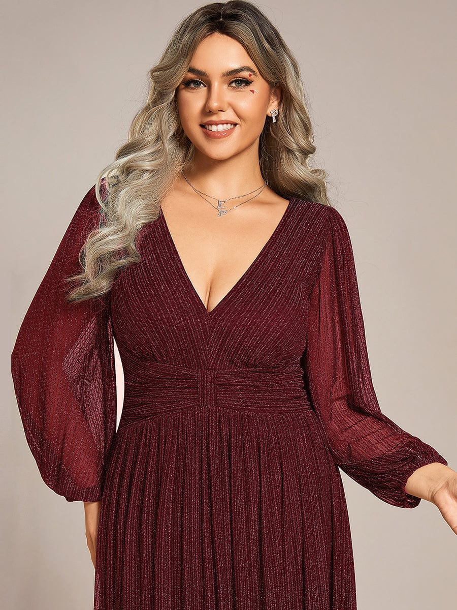 pretty BRYM|Plus Size Sparkle Long Sleeve Formal Evening Dress with A-line Silhouette - Image 6