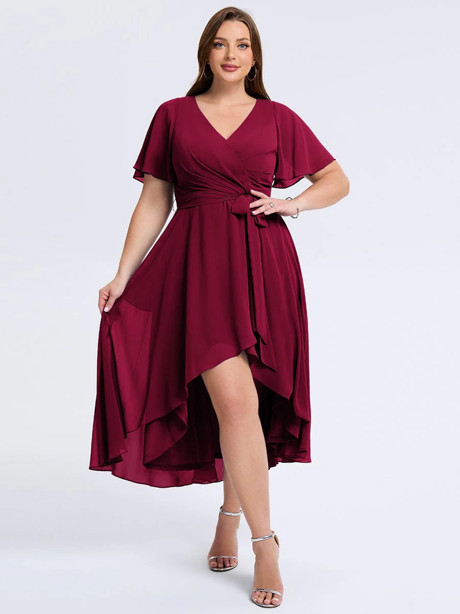 pretty MARISELLE|Plus Size Tie Knot High-Low Wedding Guest Dress - Image 10
