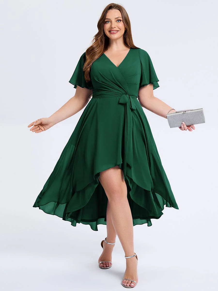 pretty MARISELLE|Plus Size Tie Knot High-Low Wedding Guest Dress - Image 11