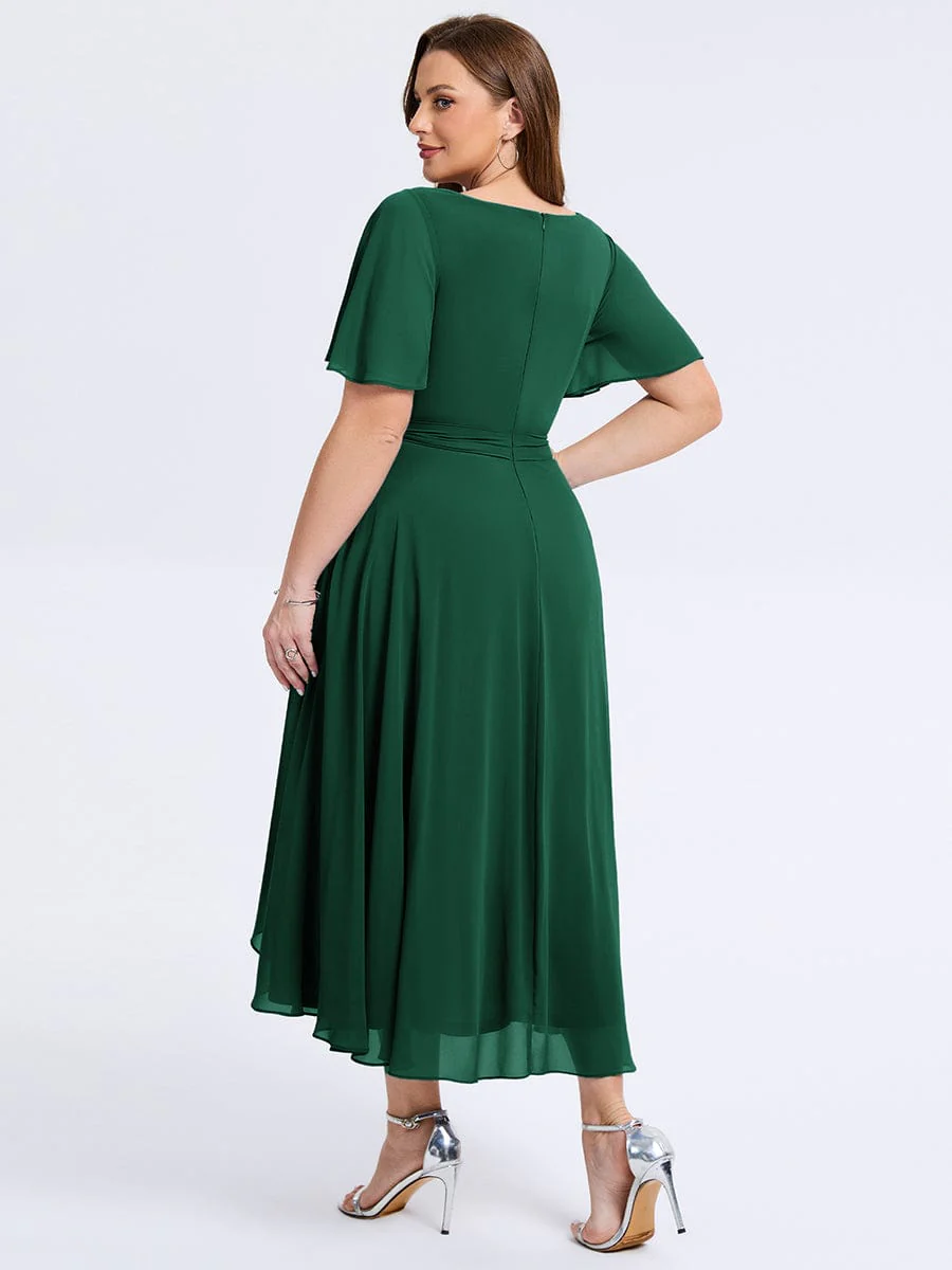 pretty MARISELLE|Plus Size Tie Knot High-Low Wedding Guest Dress - Image 12