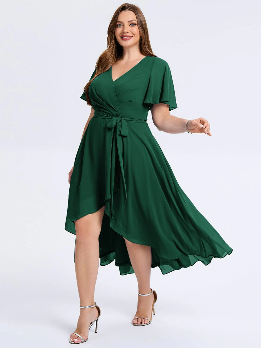 pretty MARISELLE|Plus Size Tie Knot High-Low Wedding Guest Dress - Image 14