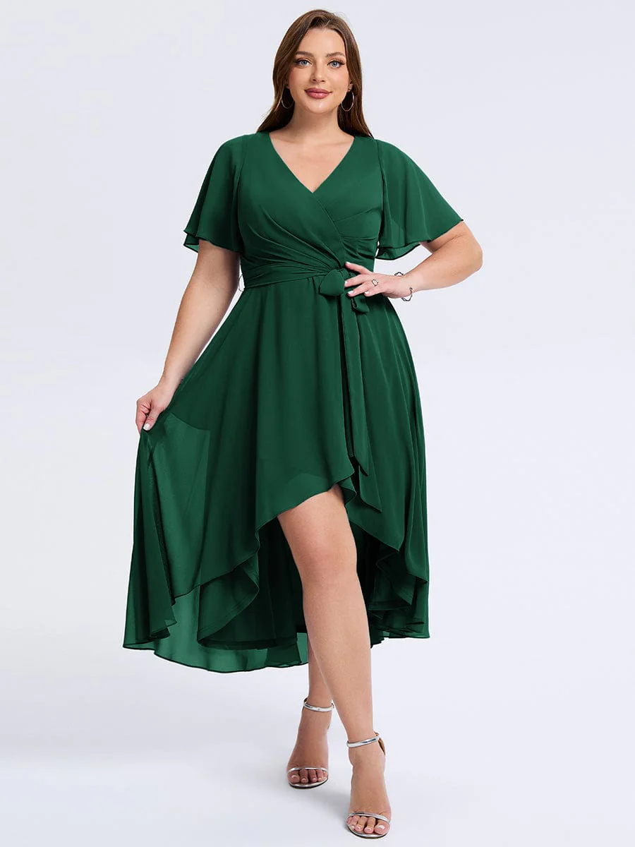 pretty MARISELLE|Plus Size Tie Knot High-Low Wedding Guest Dress - Image 15