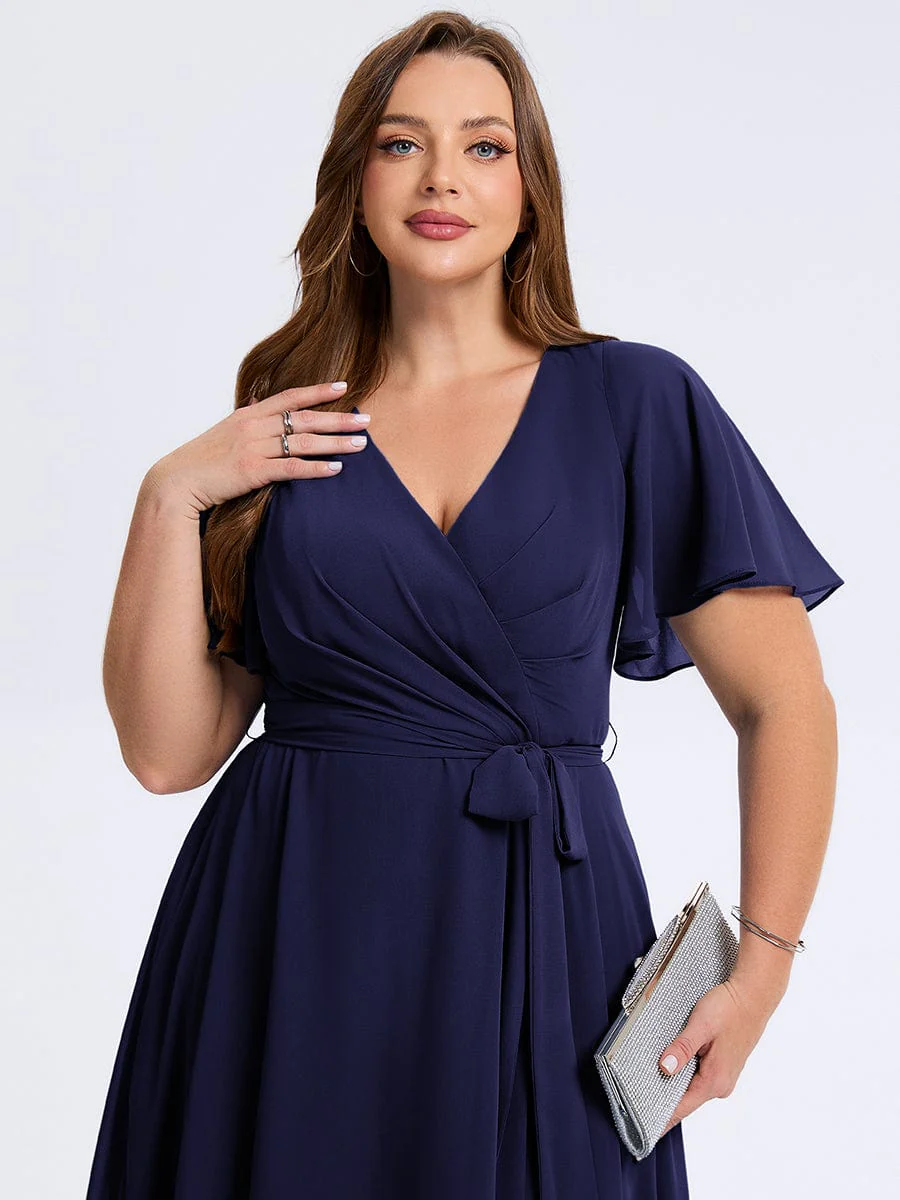 pretty MARISELLE|Plus Size Tie Knot High-Low Wedding Guest Dress - Image 18