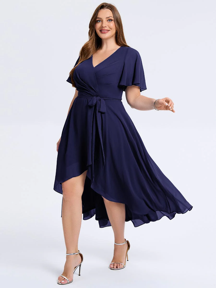 pretty MARISELLE|Plus Size Tie Knot High-Low Wedding Guest Dress - Image 19