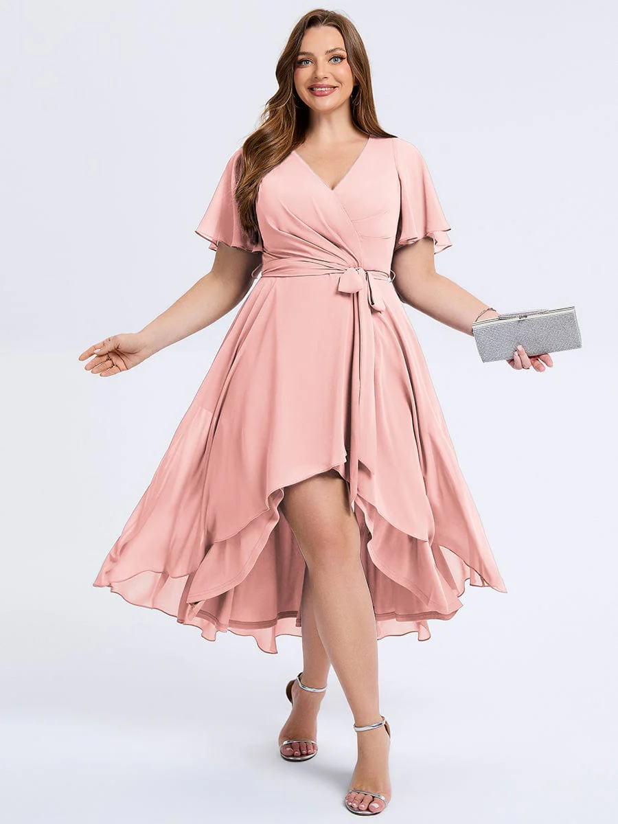 pretty MARISELLE|Plus Size Tie Knot High-Low Wedding Guest Dress - Image 21
