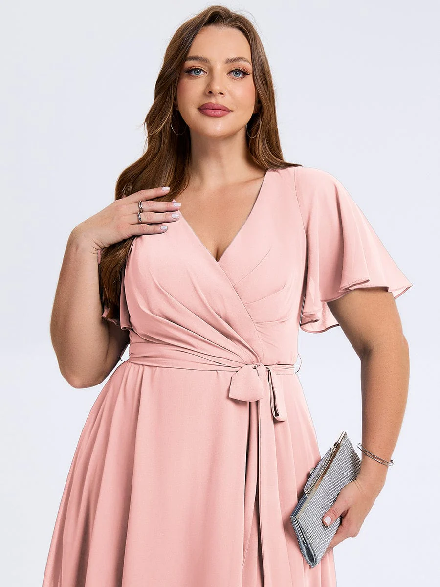 pretty MARISELLE|Plus Size Tie Knot High-Low Wedding Guest Dress - Image 23