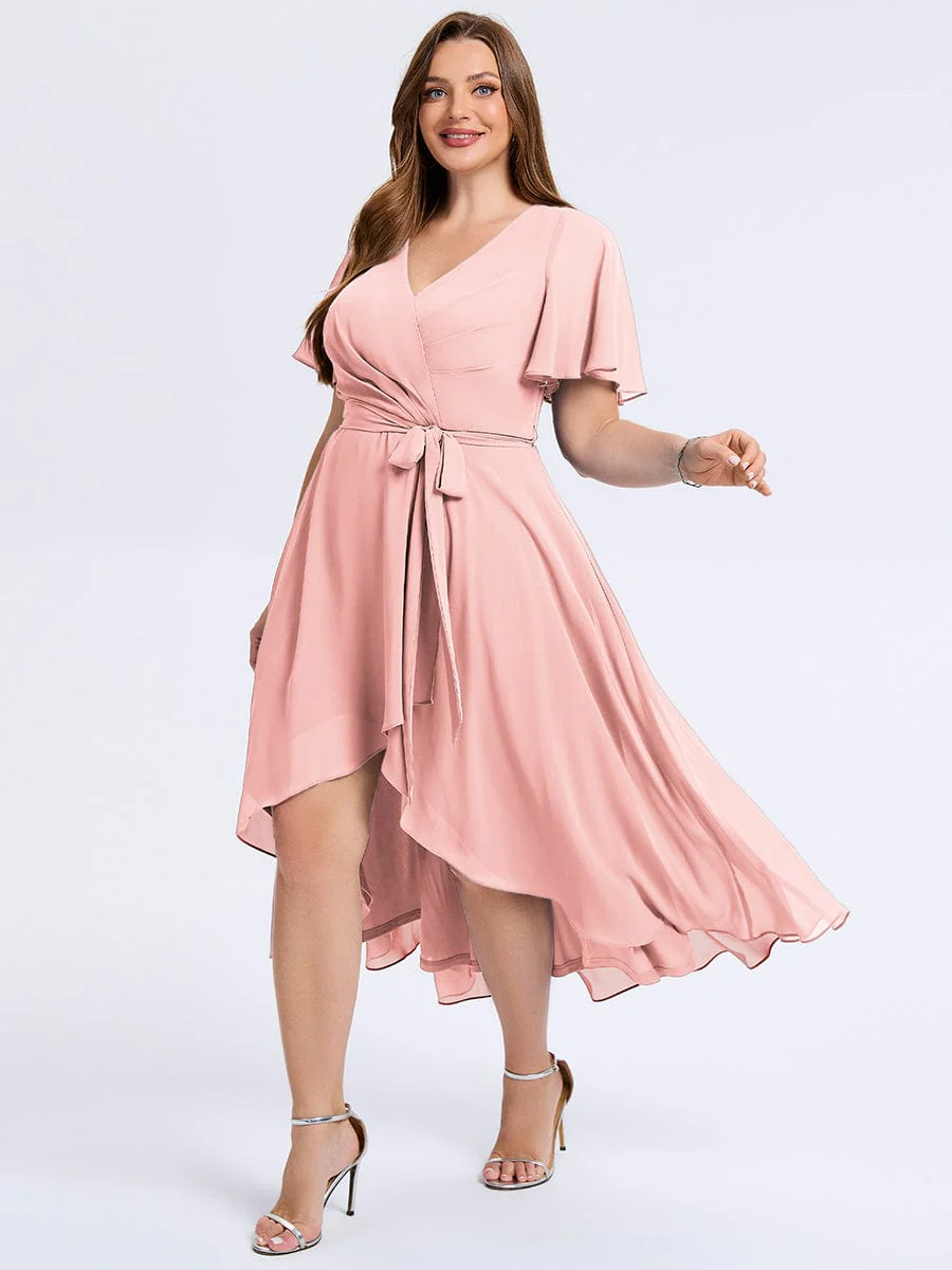 pretty MARISELLE|Plus Size Tie Knot High-Low Wedding Guest Dress - Image 24