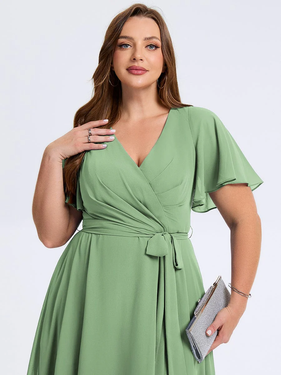 pretty MARISELLE|Plus Size Tie Knot High-Low Wedding Guest Dress - Image 28