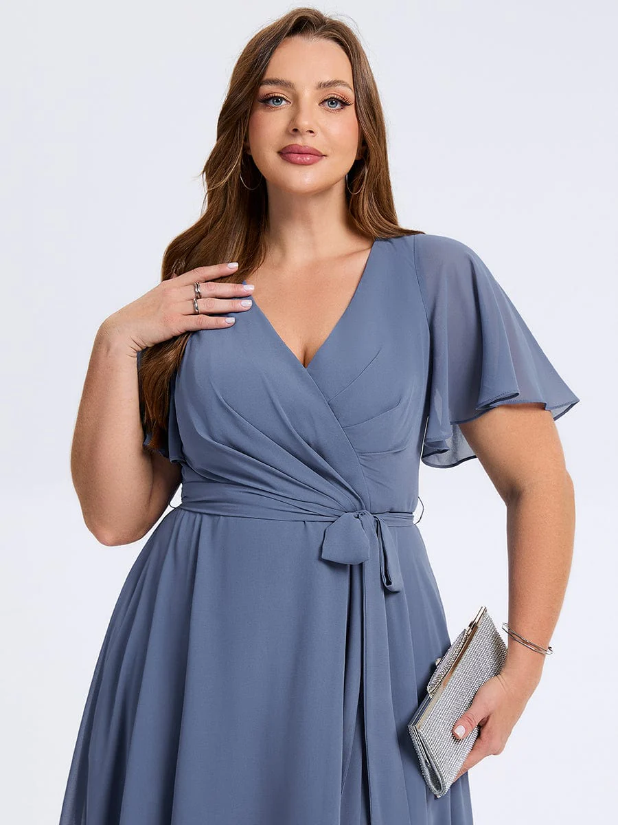 pretty MARISELLE|Plus Size Tie Knot High-Low Wedding Guest Dress - Image 3
