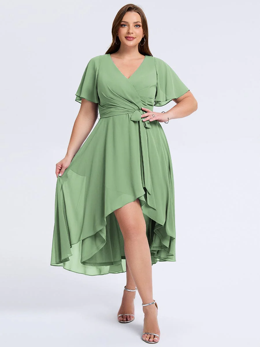 pretty MARISELLE|Plus Size Tie Knot High-Low Wedding Guest Dress - Image 30
