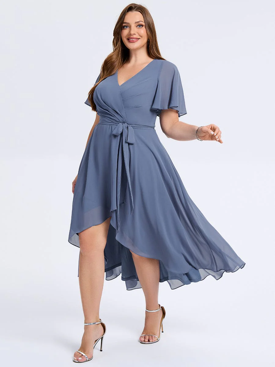 pretty MARISELLE|Plus Size Tie Knot High-Low Wedding Guest Dress - Image 5