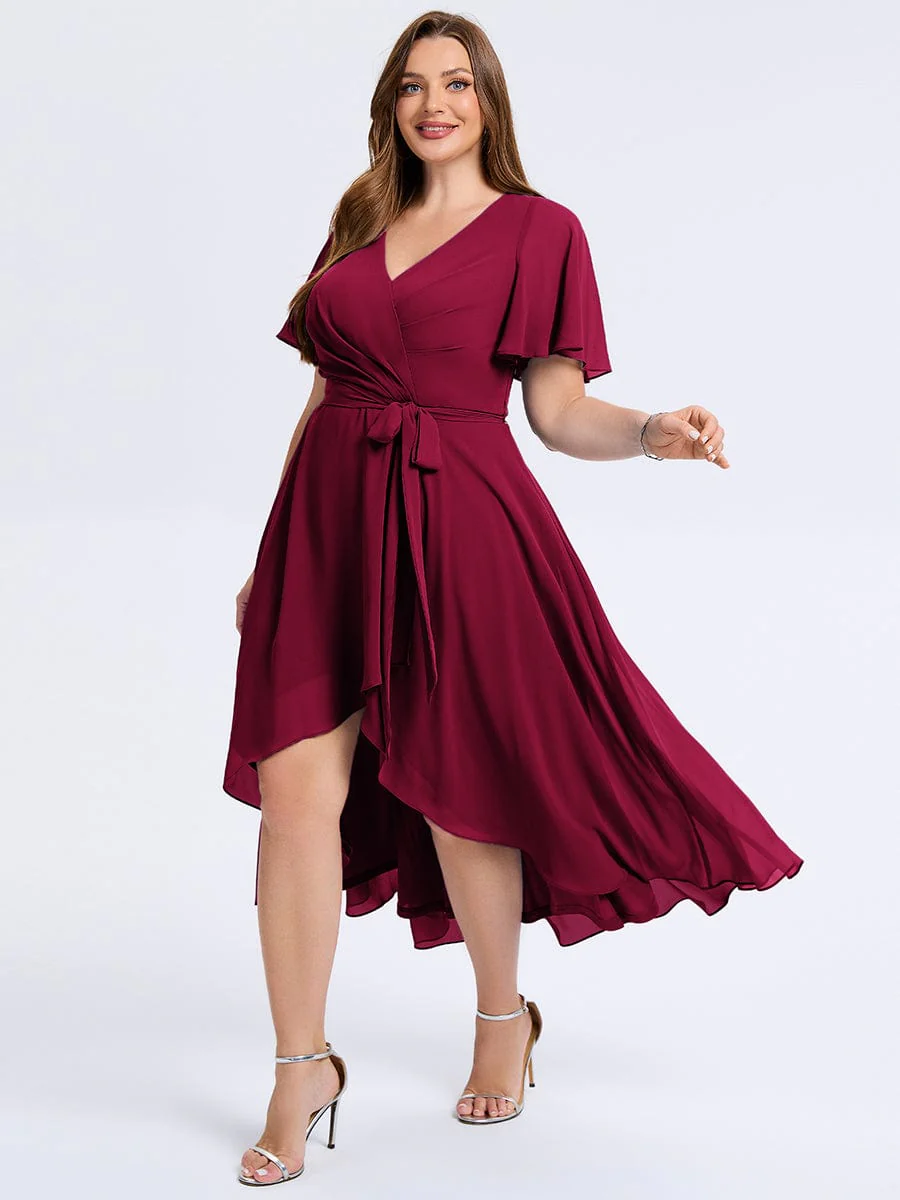 pretty MARISELLE|Plus Size Tie Knot High-Low Wedding Guest Dress - Image 9