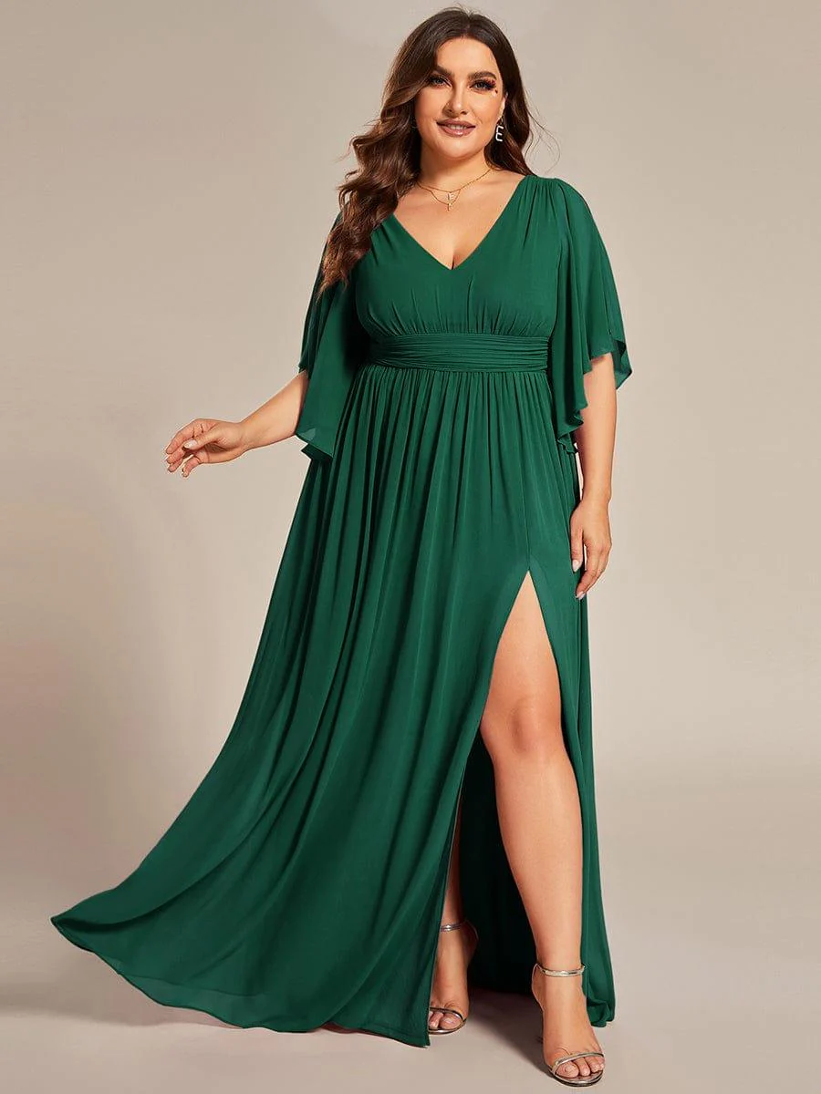 pretty ELYAN|Plus Size V-Neck A-Line Chiffon Bridesmaid Dress - Image 21