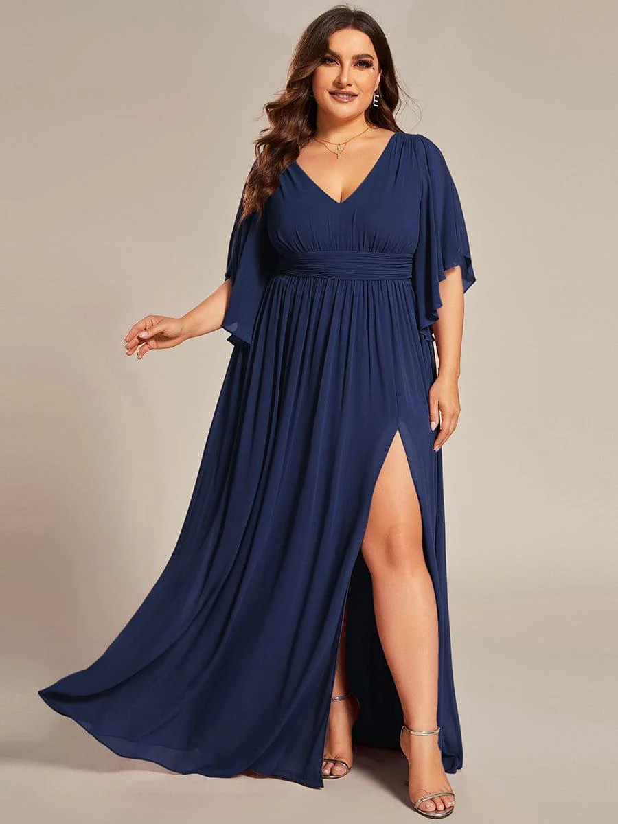 pretty ELYAN|Plus Size V-Neck A-Line Chiffon Bridesmaid Dress - Image 26