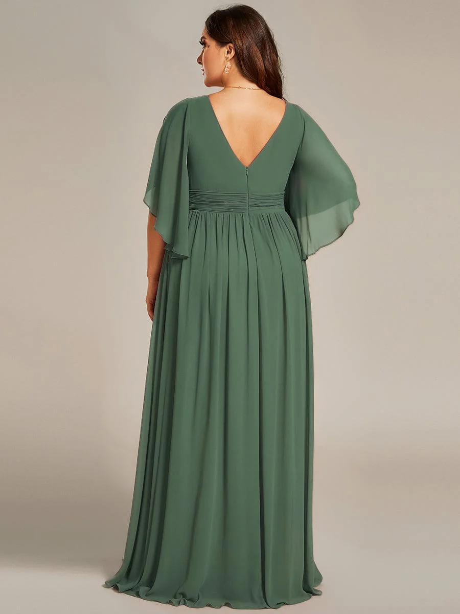 pretty ELYAN|Plus Size V-Neck A-Line Chiffon Bridesmaid Dress - Image 35