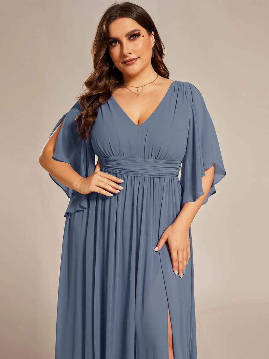 pretty ELYAN|Plus Size V-Neck A-Line Chiffon Bridesmaid Dress - Image 57