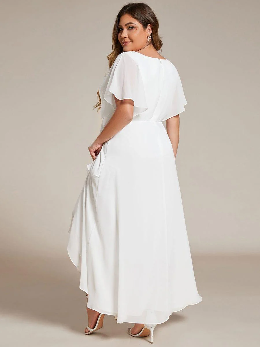 pretty LILAS|Plus Size Waist Applique A-Line Chiffon V-Neck Evening Dress - Image 17