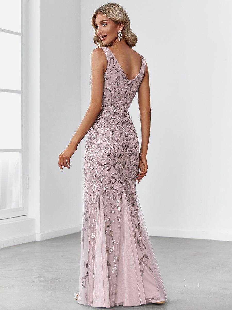 pretty ORIEL|Plus Size Women's V-Neck Fishtail Sequin Evening Dress - Image 54