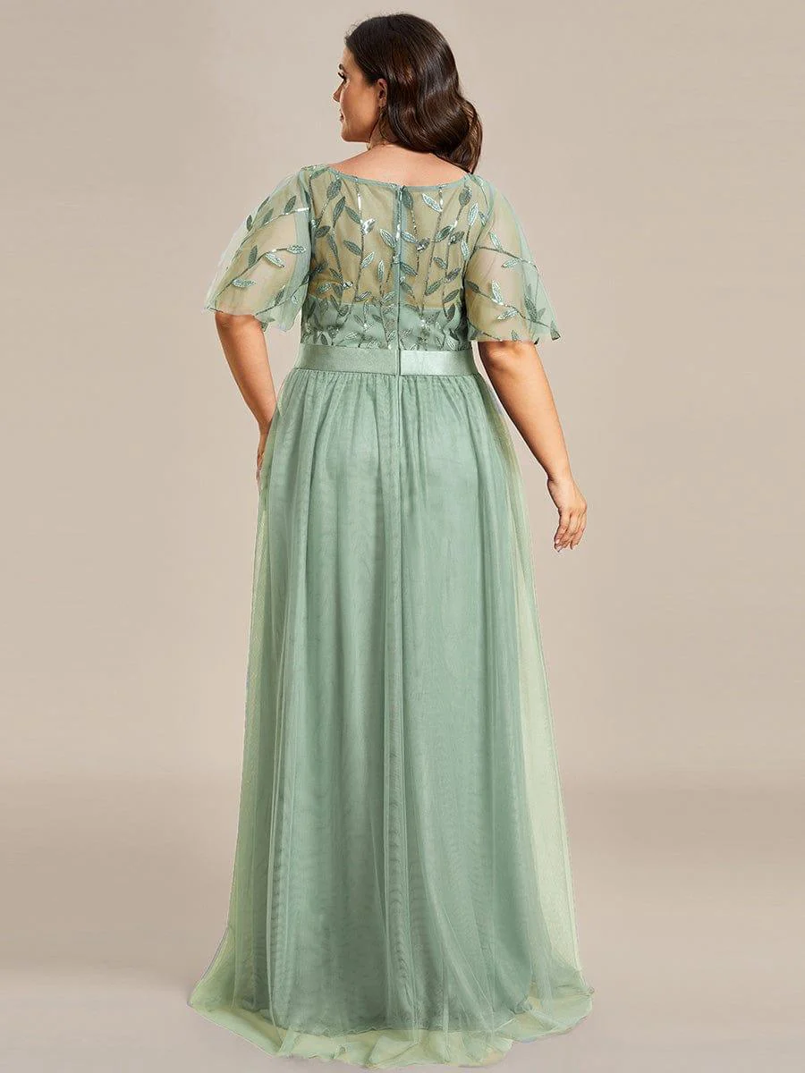 pretty SAPHIR|Plus Size Women's Embroidery Bridesmaid Dress with Short Sleeve - Image 96