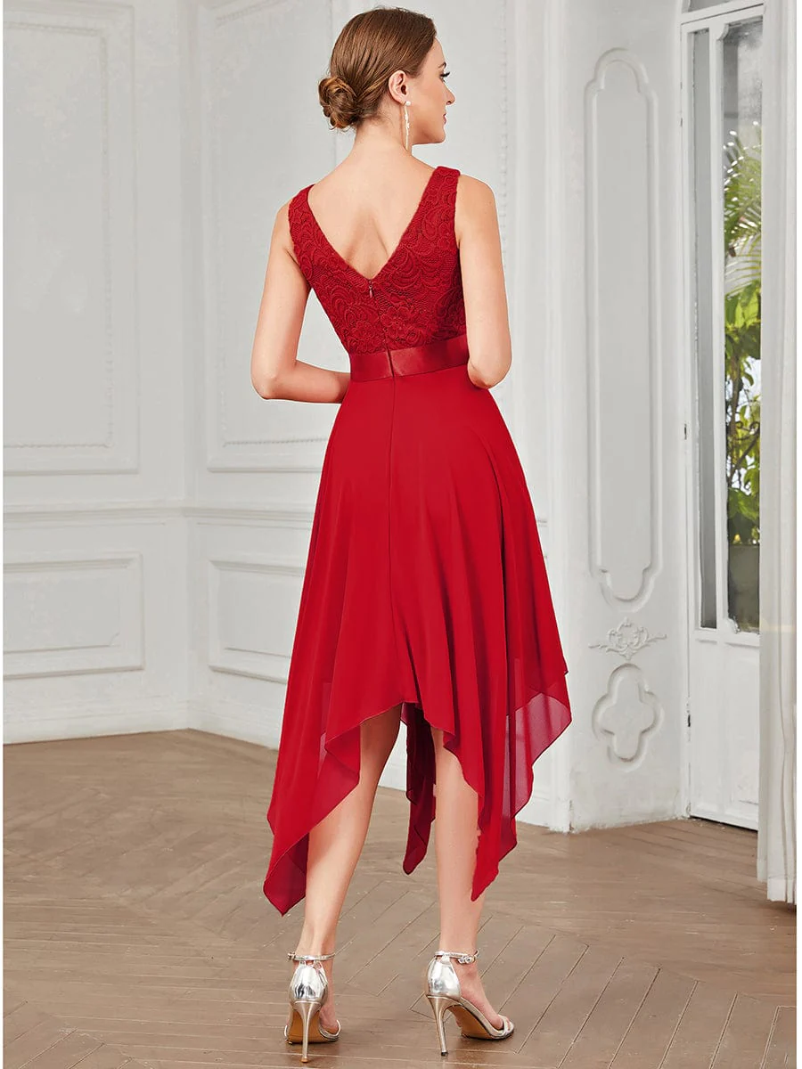 pretty COSTA|Plus Size Stunning V Neck Lace & Chiffon Prom Dress for Women (Final Sale) - Image 102