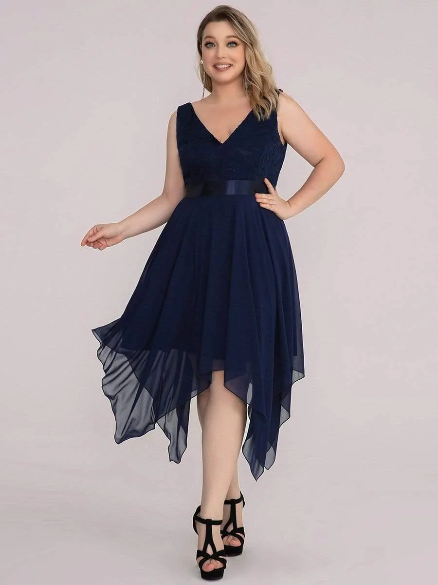 pretty COSTA|Plus Size Stunning V Neck Lace & Chiffon Prom Dress for Women (Final Sale) - Image 15