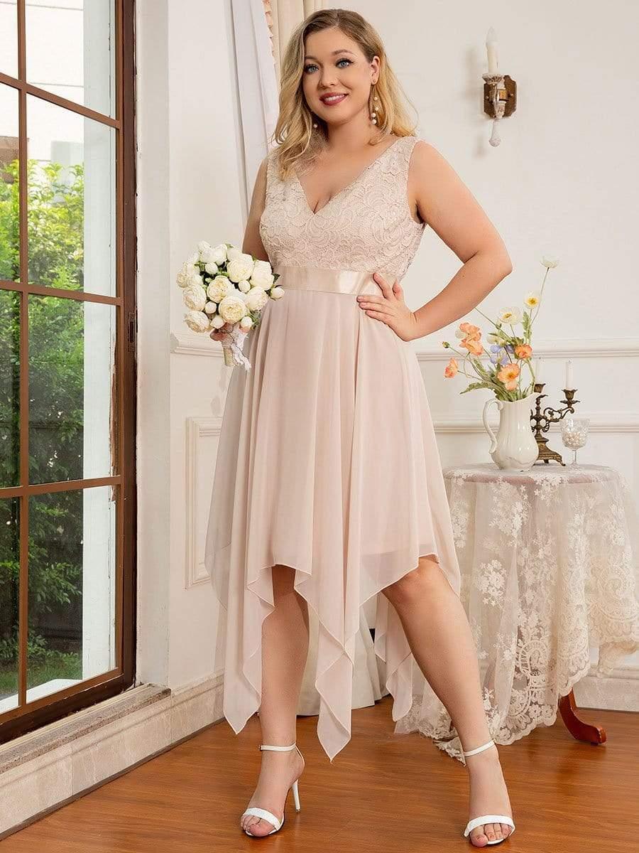 pretty COSTA|Plus Size Stunning V Neck Lace & Chiffon Prom Dress for Women (Final Sale) - Image 32
