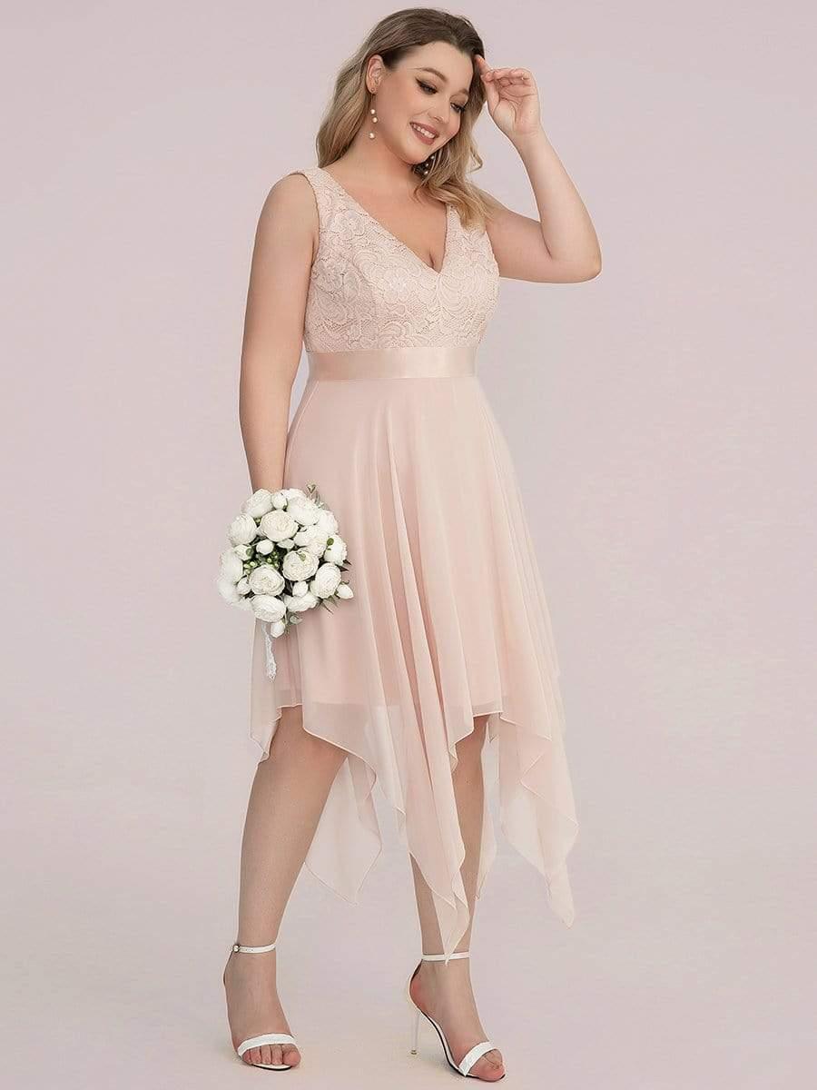 pretty COSTA|Plus Size Stunning V Neck Lace & Chiffon Prom Dress for Women (Final Sale) - Image 34
