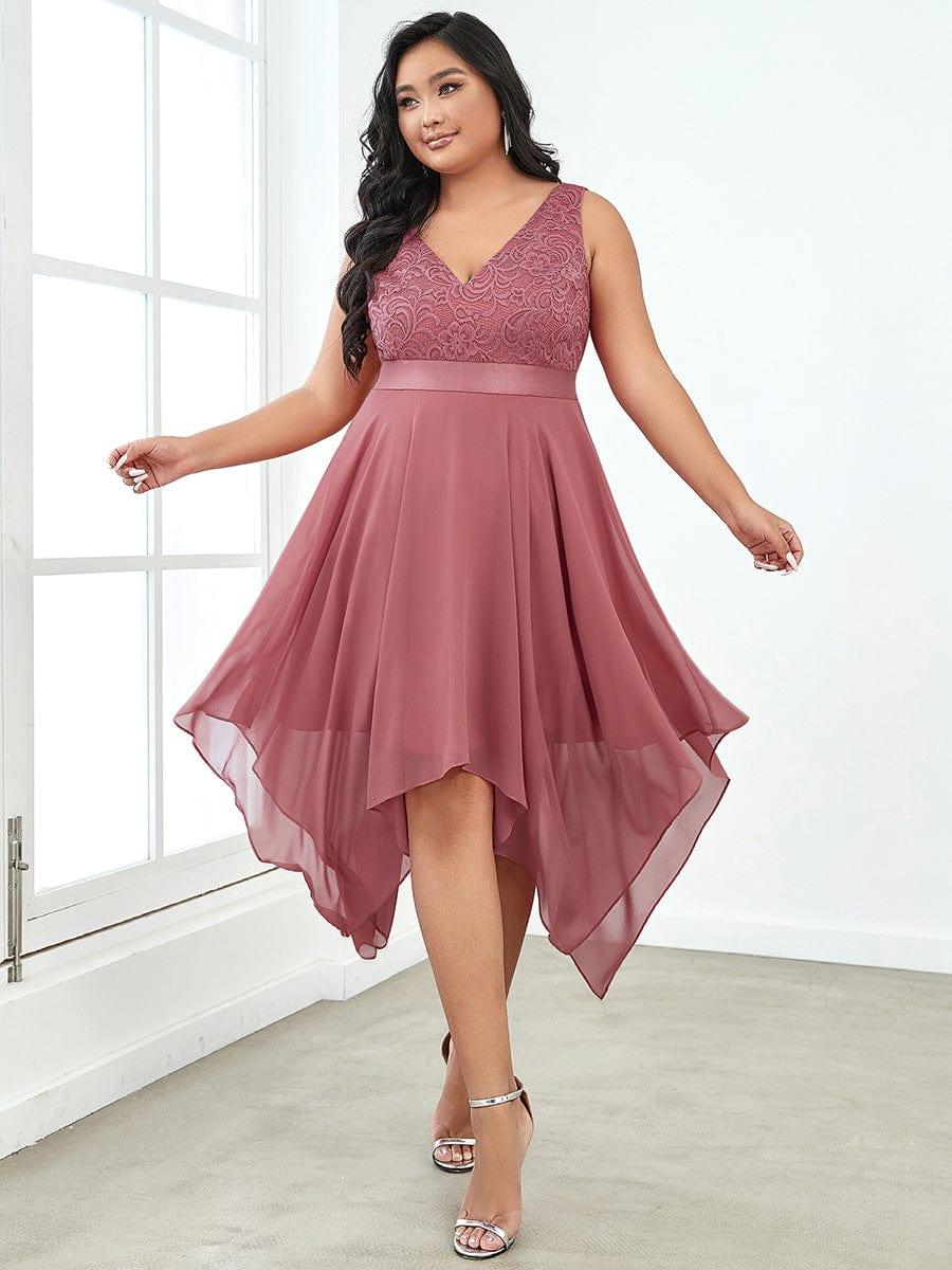 pretty COSTA|Plus Size Stunning V Neck Lace & Chiffon Prom Dress for Women (Final Sale) - Image 66